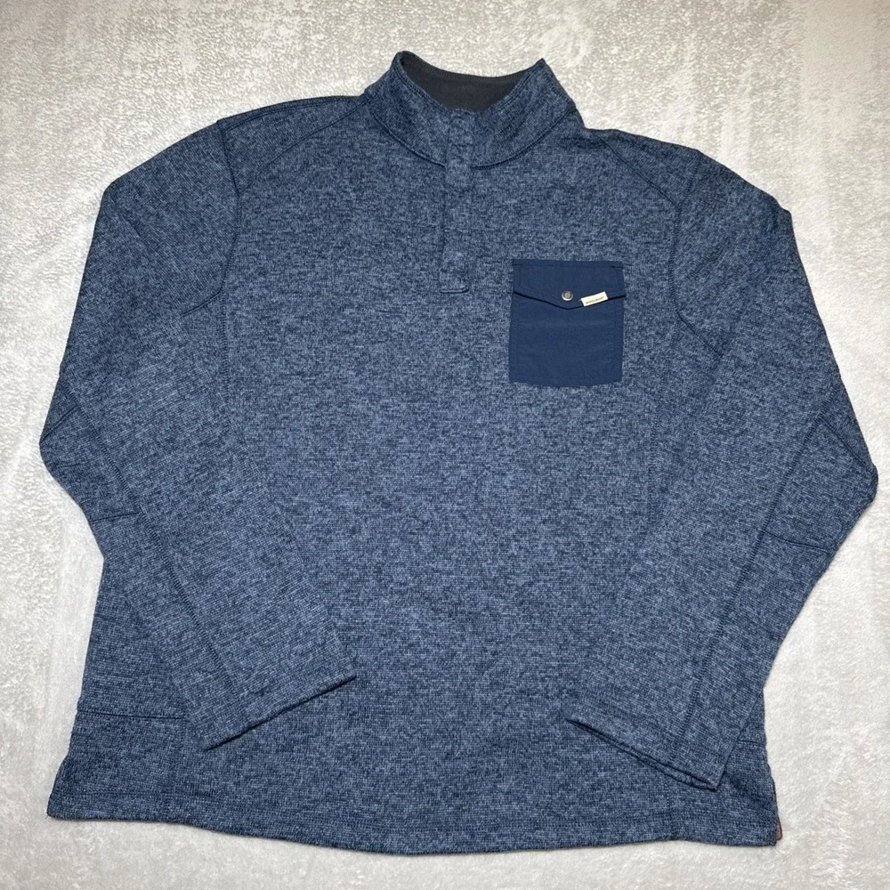 Woolrich Sweater Mens‎ XL Blue Quarter Snap Pullover Fleece Outdoor Warm Pocket